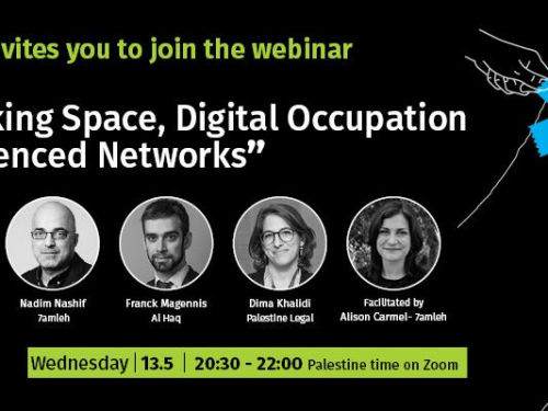 Webinar, “Shrinking Space, Digital Occupation and Silenced Networks.”